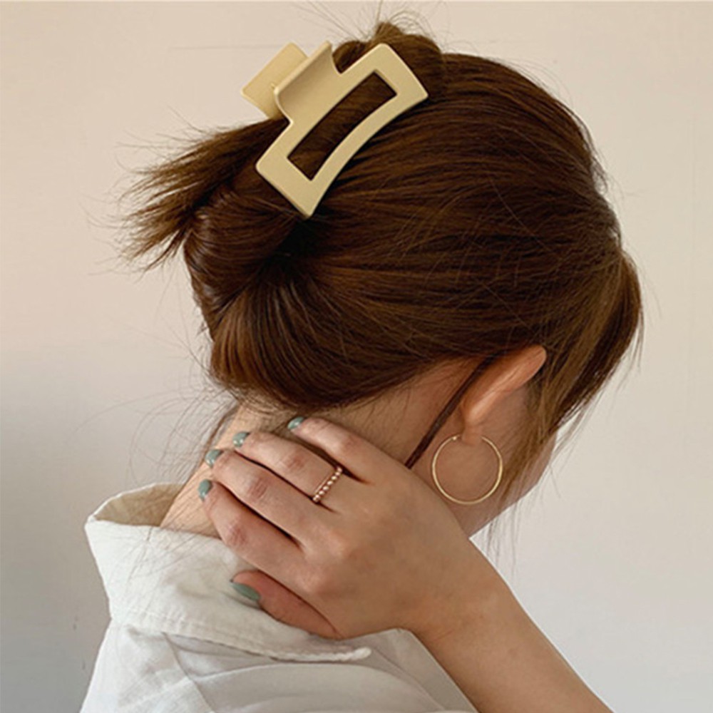 Kẹp tóc nữ hình chữ nhật màu trơn đơn giản phong cách Hàn Quốc