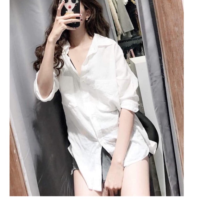 SƠ MI TRẮNG NỮ TÚI NGỰC ĐŨI THÁI