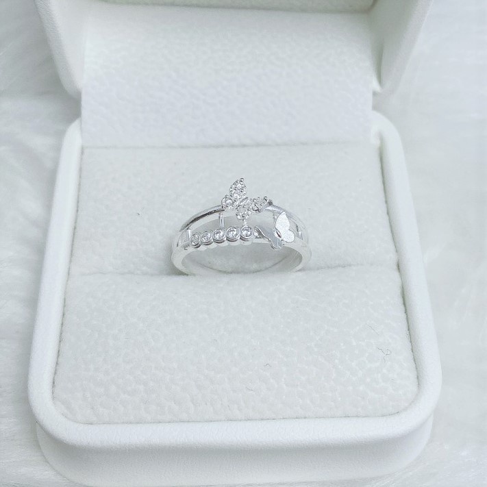 Nhẫn bạc nữ kiểu hở free size cá tính butterfly, chất liệu bạc ta cao cấp - Trang sức bạc Evasilver