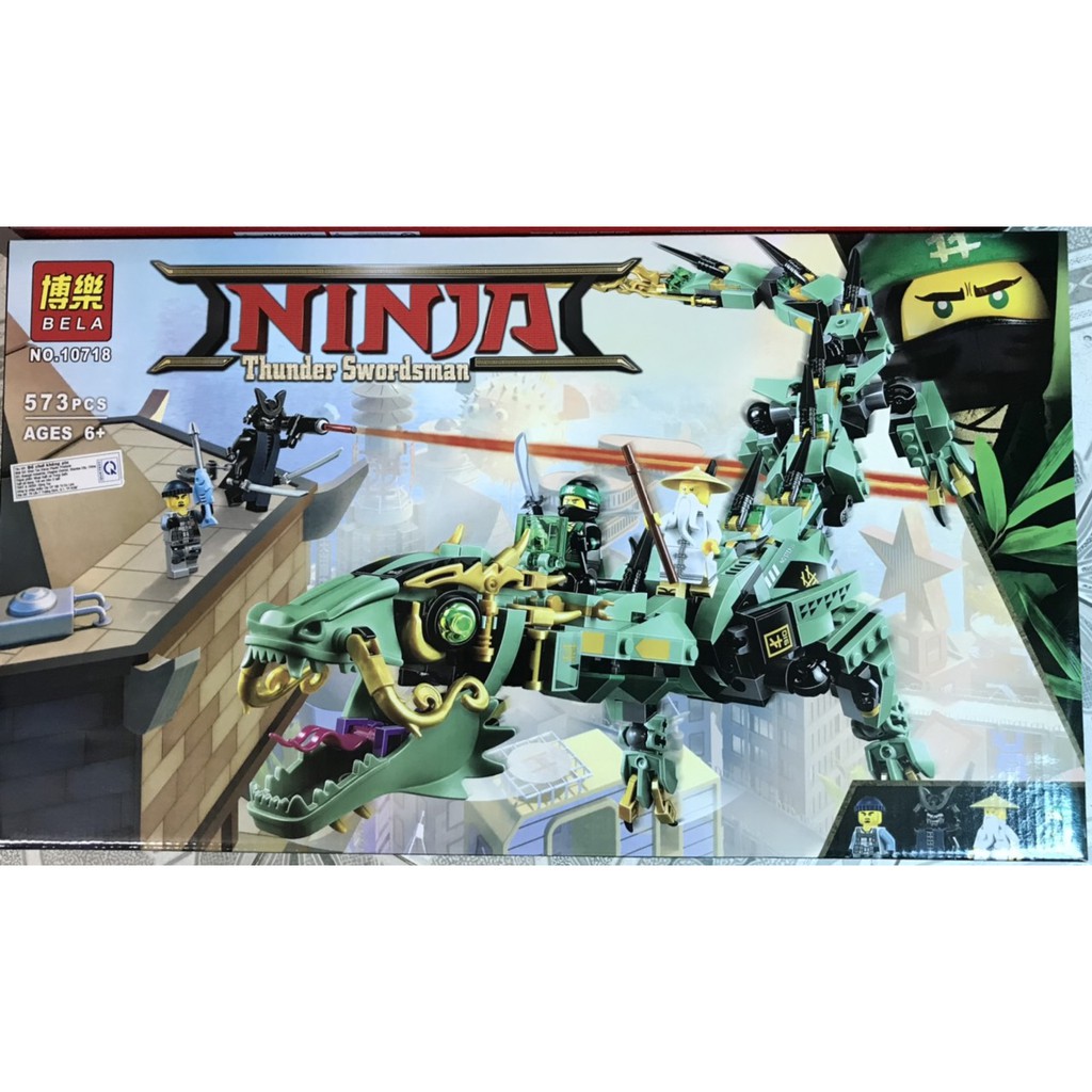 Lắp ráp ninjago rồng xanh khổng lồ của ninja kai, sư phụ wu, garmadon Bela 10718