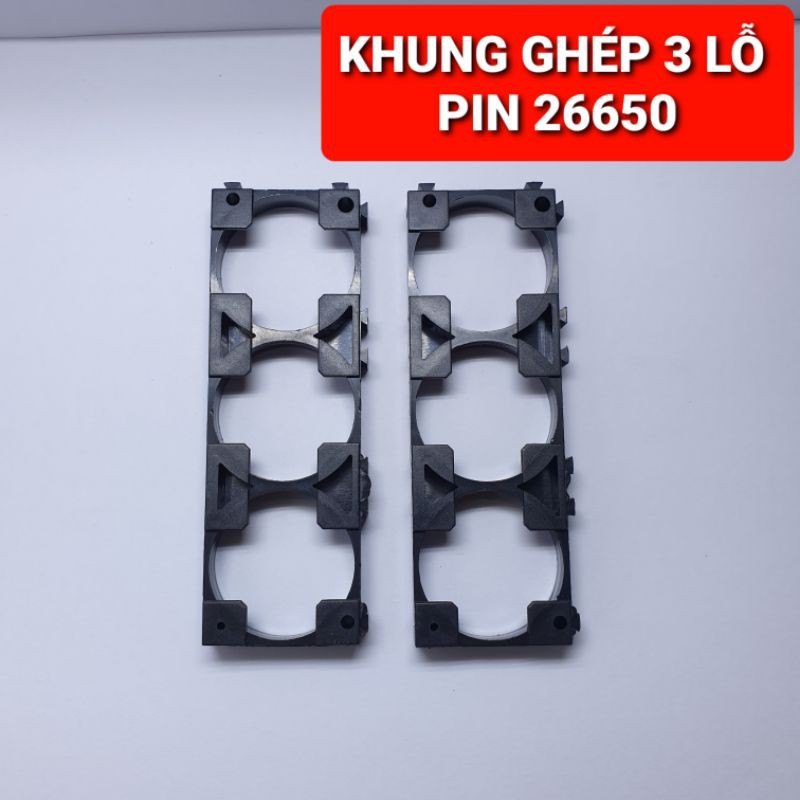 achun.vn - BỘ 2 MIẾNG - khung 3 lỗ kết hợp pin 18650/21700/26650 với lưỡi lê có thể được ghép nhiều miếng