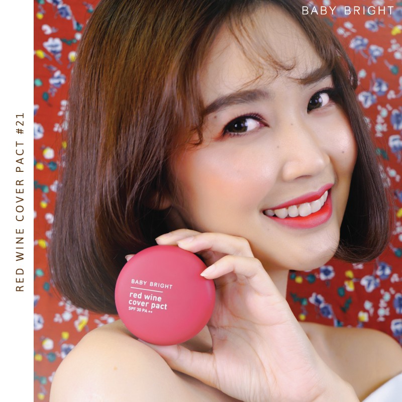 Phấn Phủ Rượu Vang Đỏ Baby Bright Red Wine Cover Pact SPF 30 PA++ 6.5g