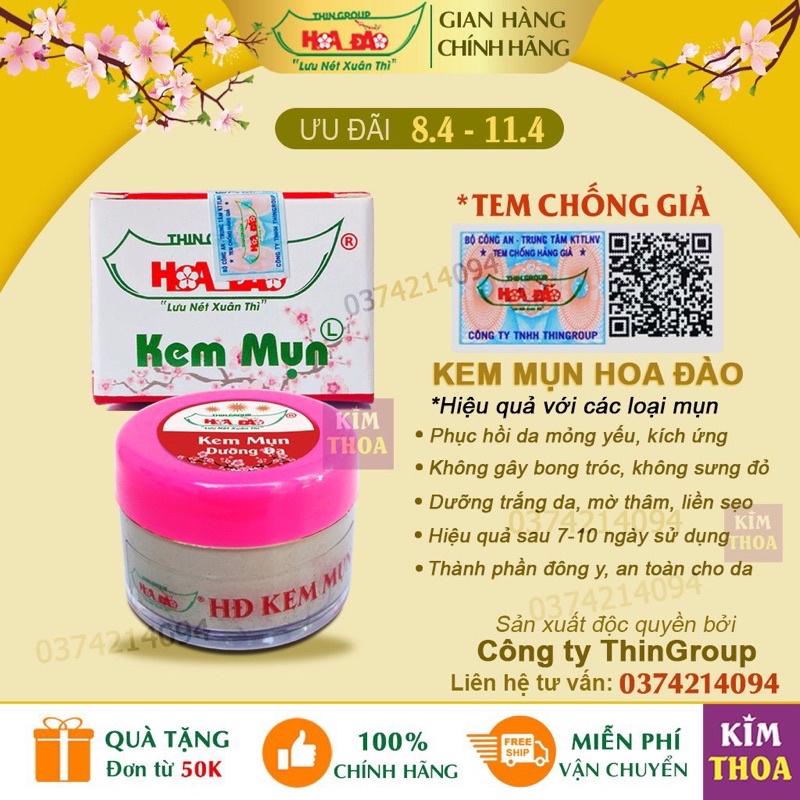 Kem mụn đông y Hoa Đào Full size sạch mụn, ngừa thâm và dưỡng trắng da