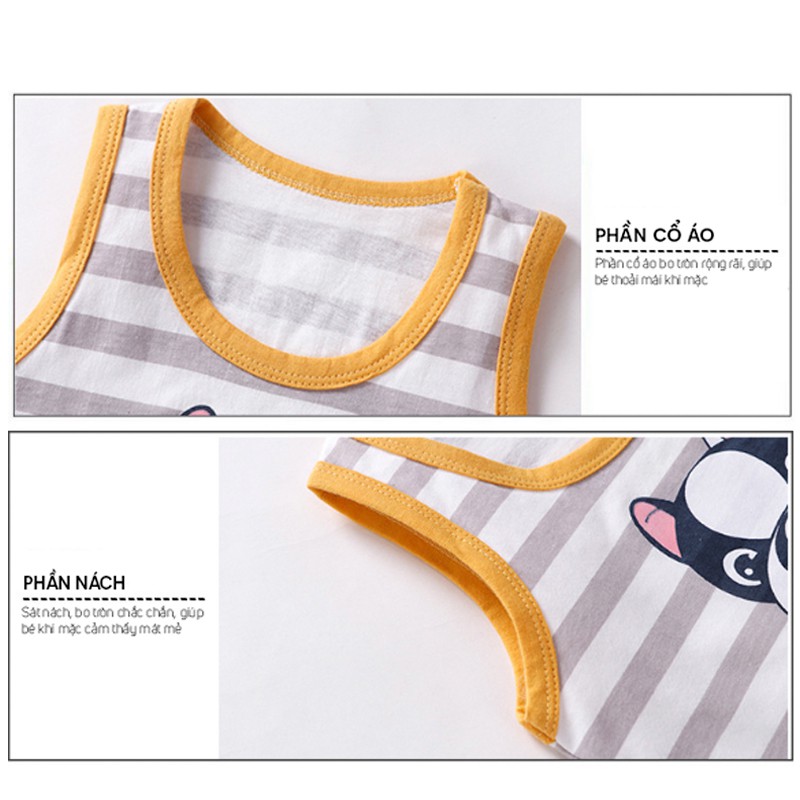 Bộ Ba Lỗ Bé Trai Chất Cotton Mềm, Mát, Set 3 Lỗ Nhiều Hoạ Tiết Đẹp Mắt, Nhiều Kích Cỡ Cho Bé 8-18kg