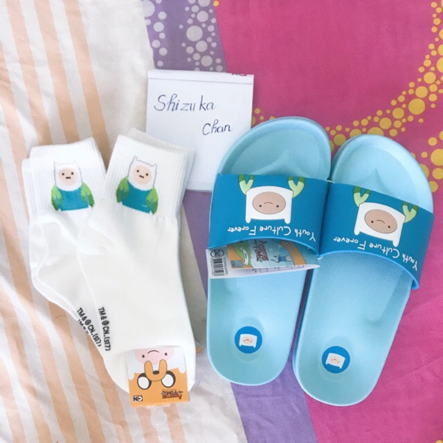 Combo dép + tất Adventure Time nhân vật Finn