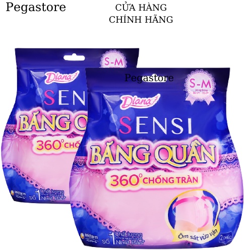 Băng vệ sinh Diana Sensi Size S-M/ M-L (bịch 2 Cái) 360 Độ Chống Tràn - bvs diana Quần - ban đêm