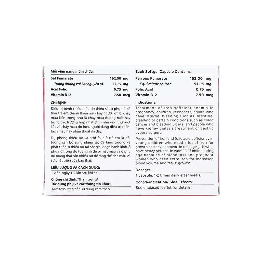 Viên Uống Ferrovit Bổ Sung Sắt, Acid Folic và Vitamin B12
