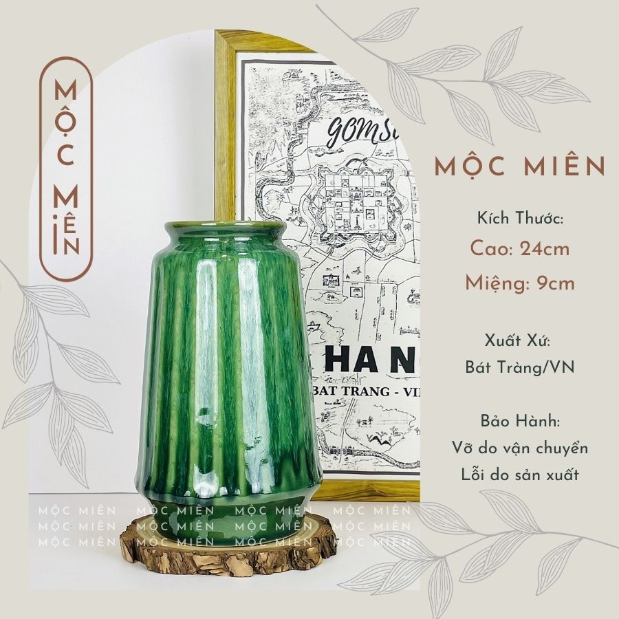 Bình hoa gốm sứ men hoả biến Rêu Xước cỡ Nhỡ lọ hoa decor trang trí nhiều mẫu, Mộc Miên, gôm sứ bát tràng