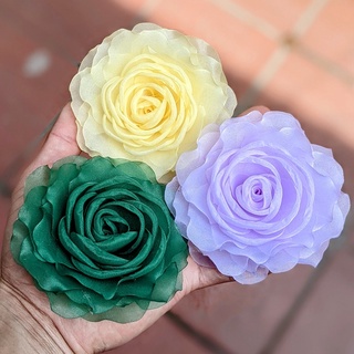 Hoa cài áo vải voan size 9cm, phụ kiện trang trí áo váy