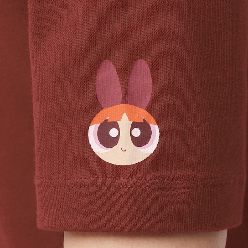 Áo phông nữ cổ tròn tay lỡ Power Puff Girls xinh xắn của GU - Nhật Bản