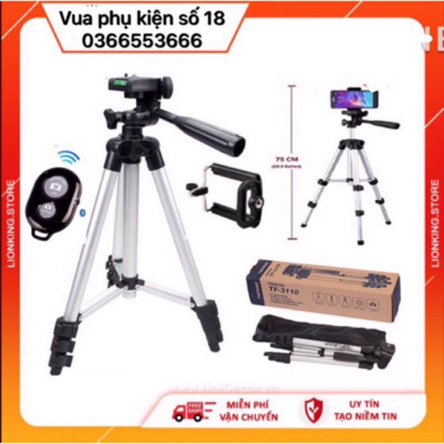 Gậy TRIPOD 3110 CỨNG CÁP CHẮC CHẮN - TẶNG KÈM REMOTE CHỤP HÌNH