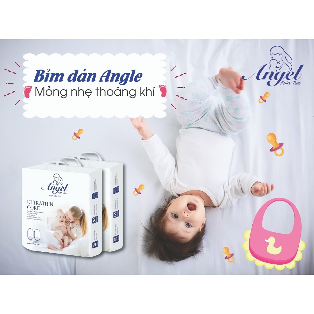 Tã Dán TBADTRAS66 Bỉm Dán Sơ Sinh ANGEL Siêu Mỏng Siêu Thấm Hút Mềm Mịn Như Bông Chống Tràn Cực Tốt Size S66 (4-8kg)