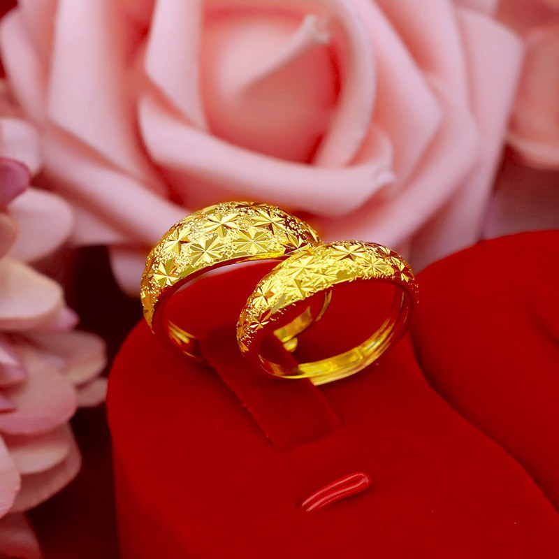 suxin jewelry/Nhẫn thời trang nam nữ - Nhẫn hoa văn vàng 24K bền - Khắc bằng 999