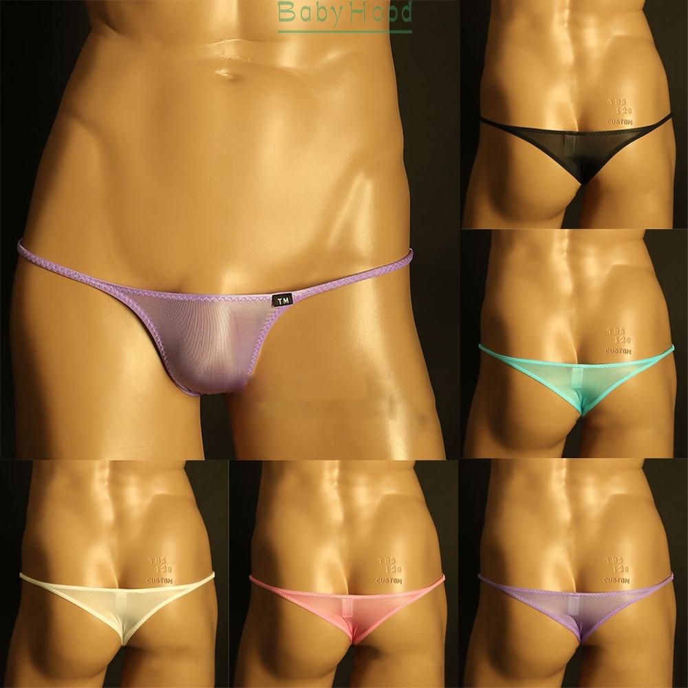Men\'s G-String Underwear T-Back Briefs Sexy Micro Low-rise Bikini See Through#BBHOOD