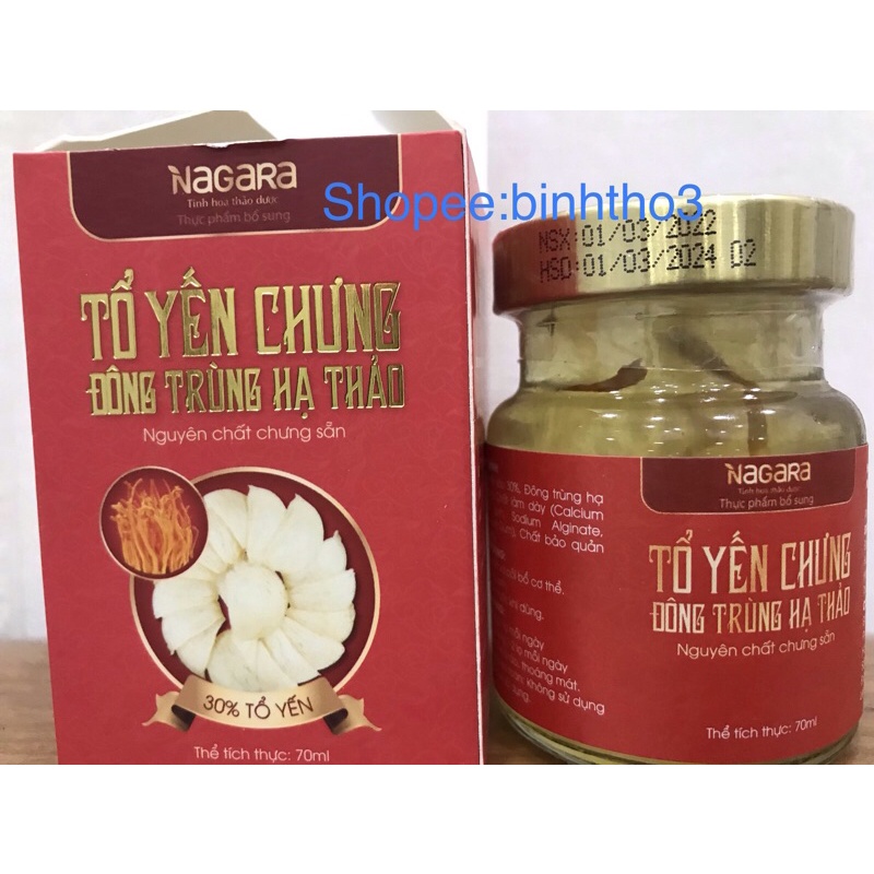 Tổ yến chưng đông trùng hạ thảo nguyên chất chưng sẵn nagara 70ml 30% tổ yến (nước yến đông trùng tươi )