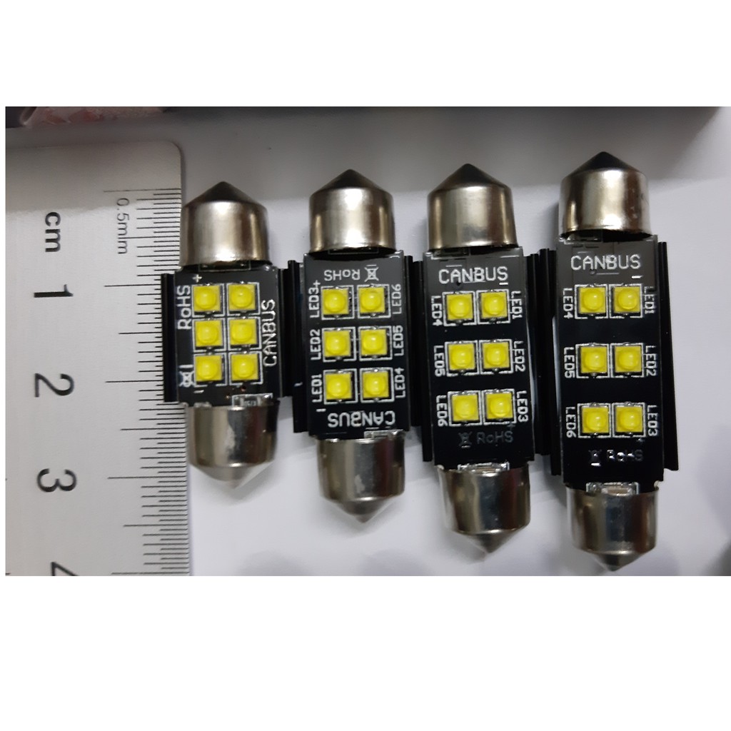 Đèn Led trần ô tô có 6 led Cree XBD Festoon bóng đũa dài 31mm, 36mm, 39mm, 41mm.