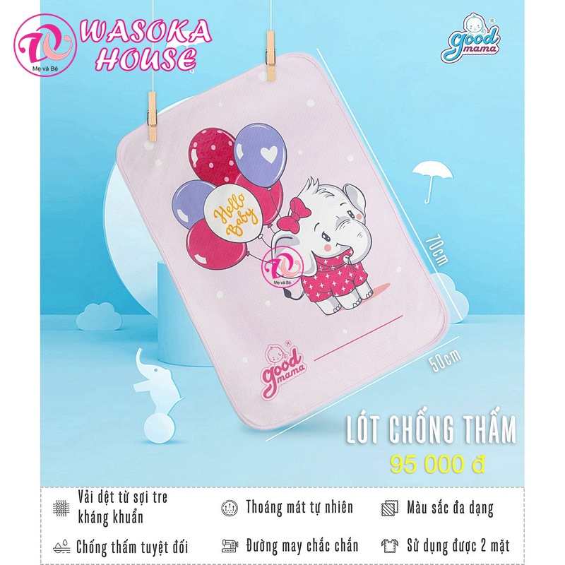 Miếng lót chống thấm cho bé sơ sinh 4 lớp Goodmama 50x70cm, vải sợi tre mềm mại kháng khuẩn, chống thấm tuyệt đối