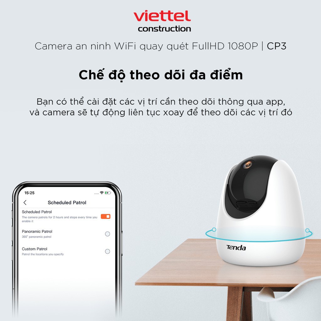 Camera IP Wifi Tenda CP3 Độ phân giải 1080P xoay 360°