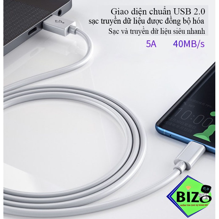 Cáp sạc nhanh Type-C 5A cho điện thoại Android Huawei XiaoMi OPPO