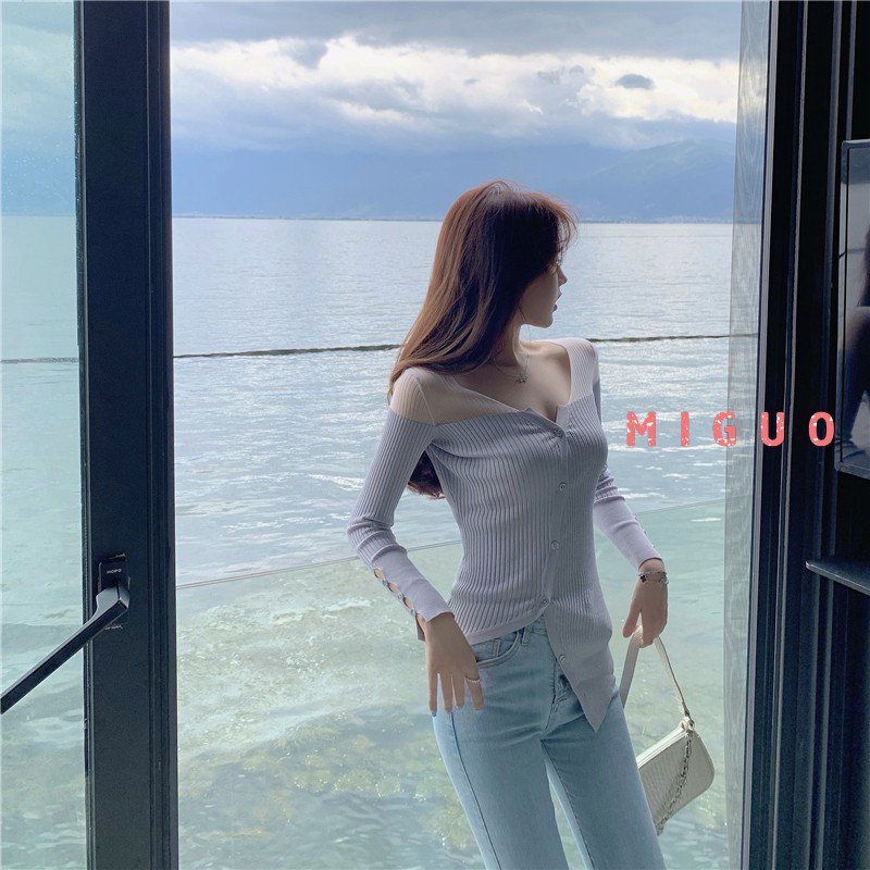 NEW Áo Len Nữ Dáng Ôm Màu Trơn Gợi Cảm Thời Trang Mùa Thu 2020