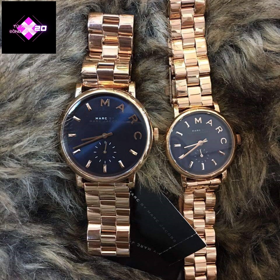 Đồng hồ đôi nam nữ Marc Jacobs Baker Rose Gold Watch MBM3332 28mm &amp; MBM3330 36mm. 5ATM.
