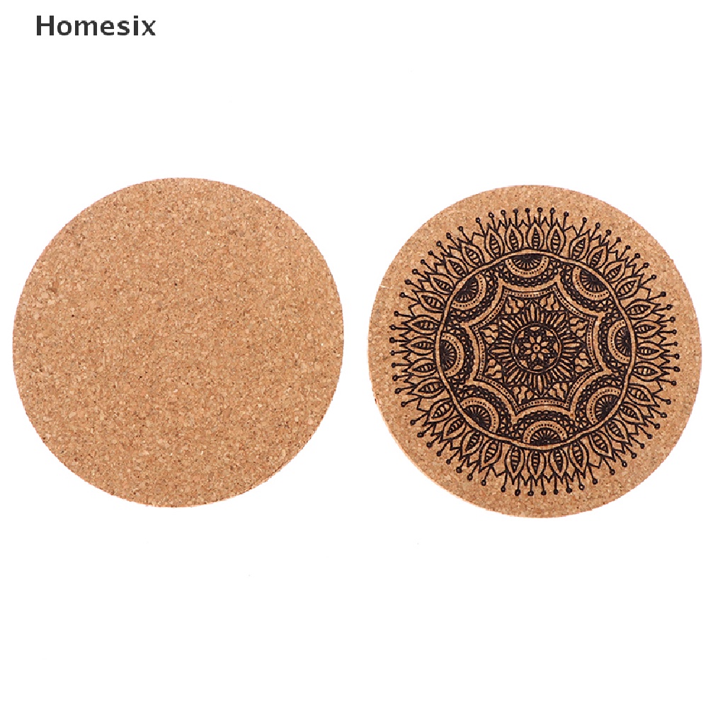 Set 12 đế lót ly hình tròn bằng gỗ họa tiết Mandala