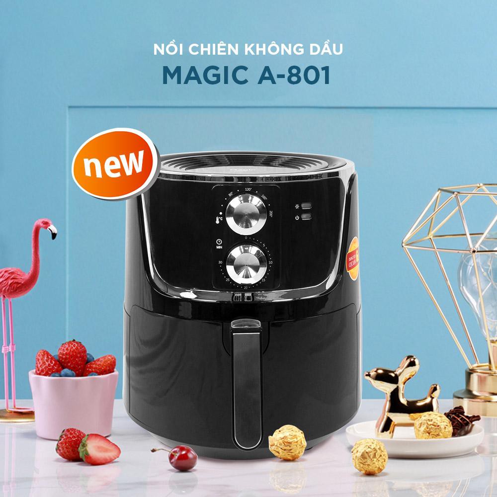 Nồi chiên không dầu MAGIC KOREA A801 6L chống dính công suất 1800W bảo hành 12 tháng màu đen tặng giấy nến loại 1