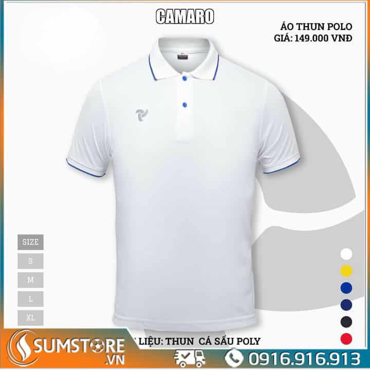 JP – Áo Thun Polo Thể Thao Nam Nữ Cao Cấp – Camaro Trắng