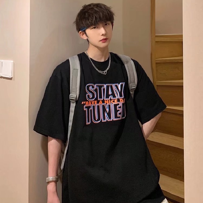 Áo Thun Tay Ngắn Dáng Rộng In Chữ Phong Cách Hip Hop Nhật Bản Thời Trang Mùa Hè Cho Nam