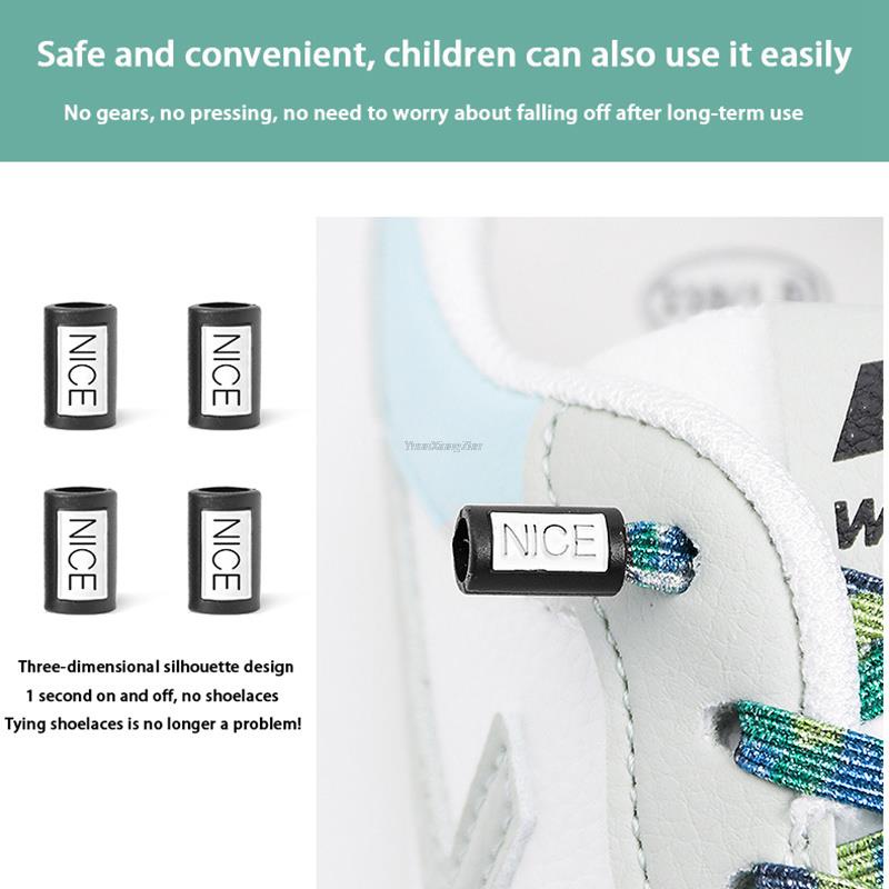 Dây Giày Co Giãn Không Cần Buộc Nhiều Màu Sắc Thời Trang Cho Trẻ Em Và Người Lớn