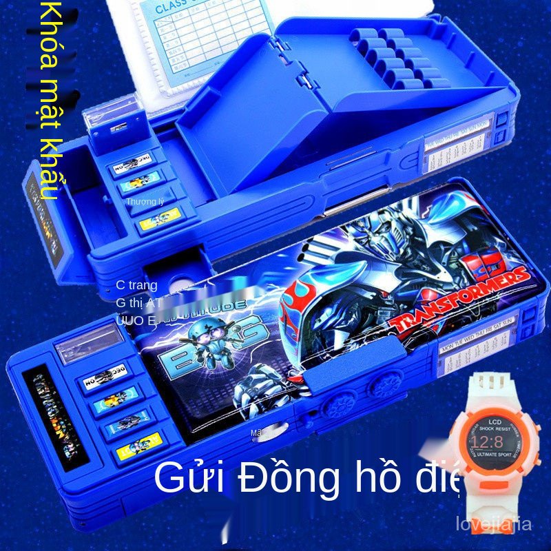 Hộp đựng bút bằng nhựa sức chứa lớn có khóa mật khẩu đa năng cho bé trai và bé gái
