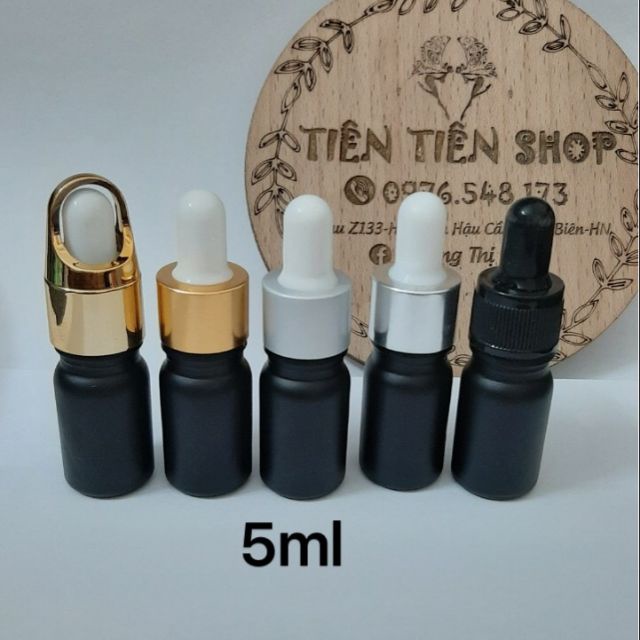 Chai thủy tinh sơn đen 5ml, 10ml đầu bóp