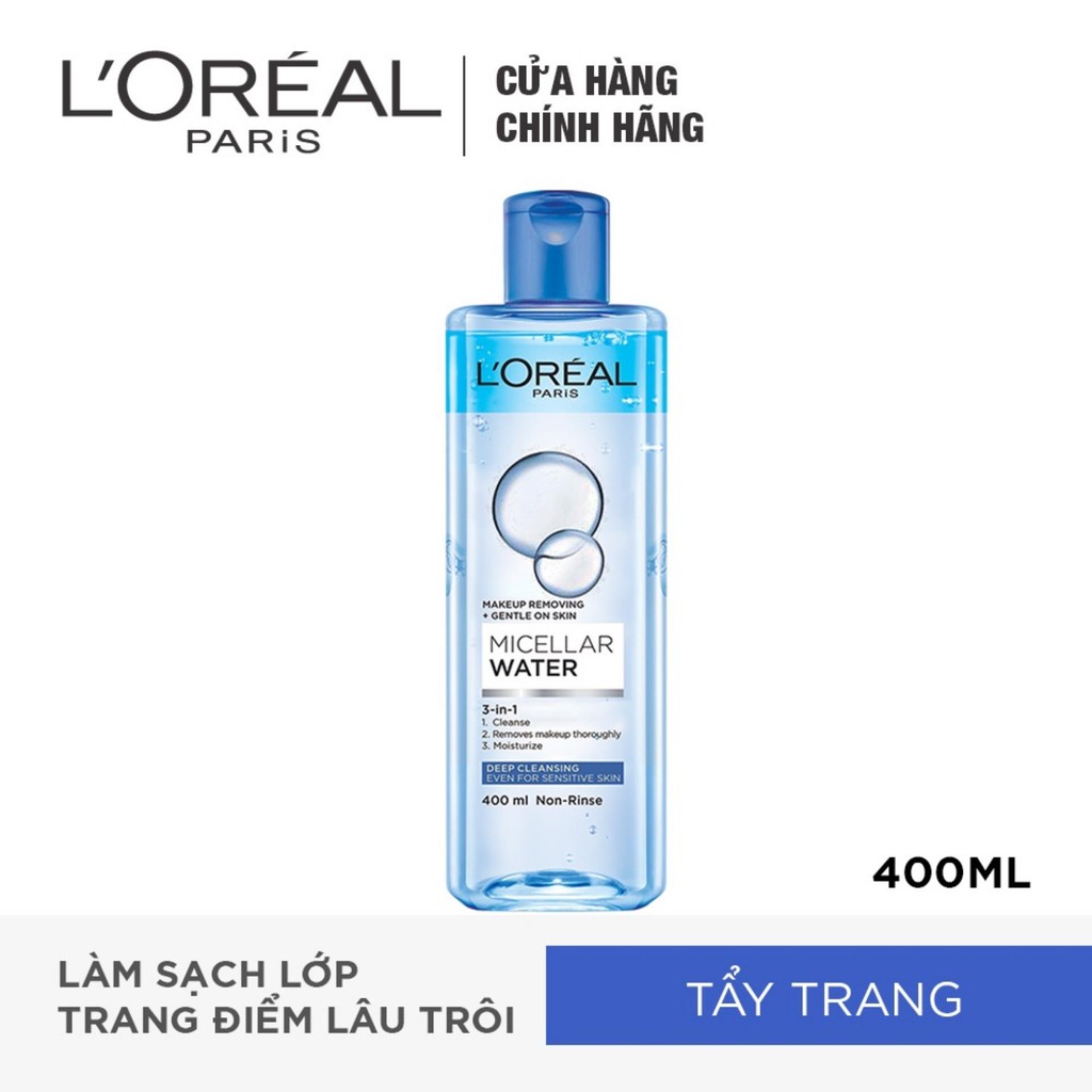 Nước tẩy trang L'Oreal Paris 3-in-1 Micellar Water xanh đậm