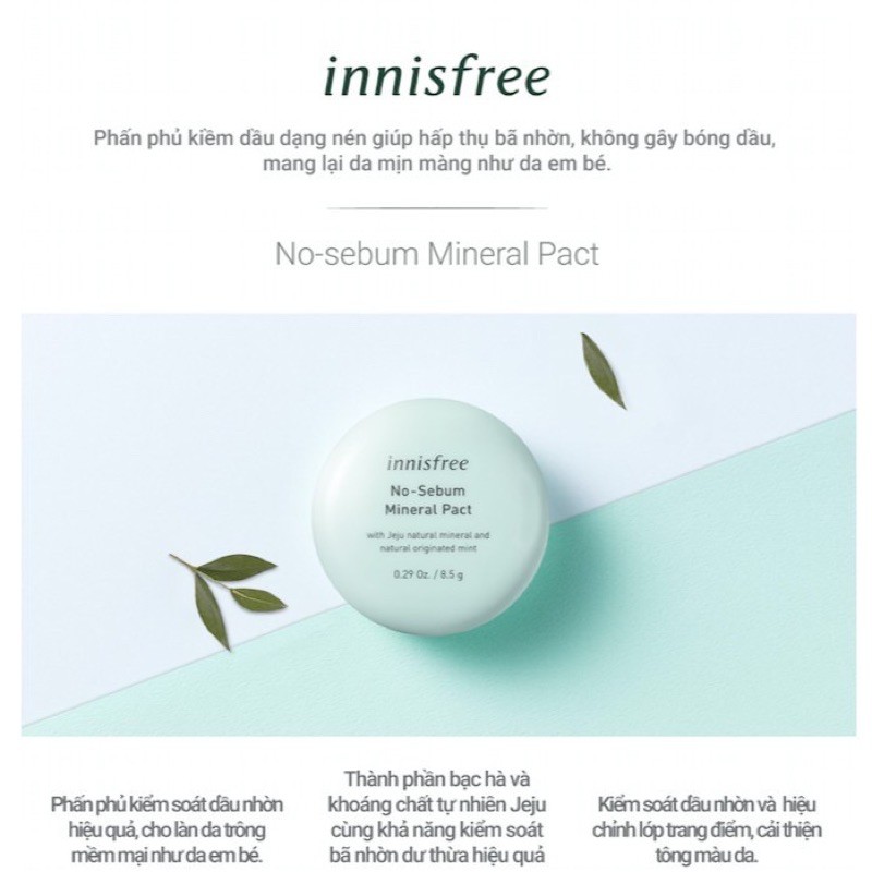 Phấn phủ kiềm dầu dạng nén Innisfree NO SEBUM MINERAL PACT | BigBuy360 - bigbuy360.vn