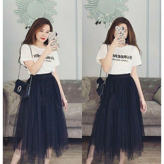 Chân váy tulle dài maxi dáng nhọn 102-103