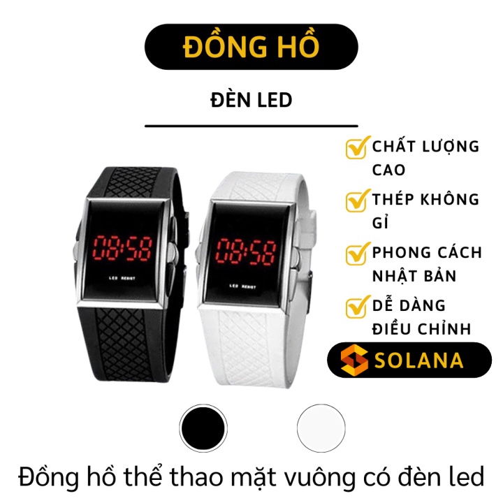 Đồng Hồ Thể Thao Nam Nữ Mặt Vuông Đèn Led Thời Trang 8911
