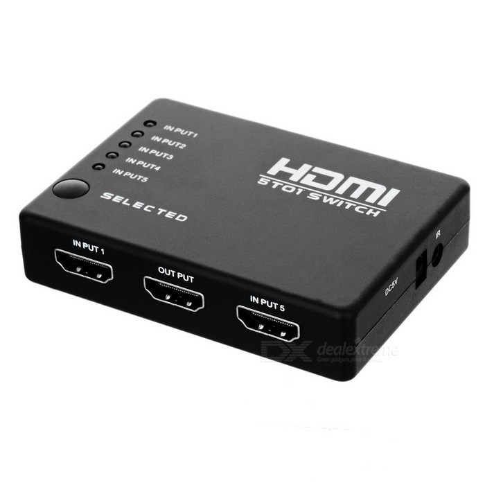 Switch HDMI 5in 1out, 5 ngõ vào 1 ngõ ra FullHD 1080p có remote