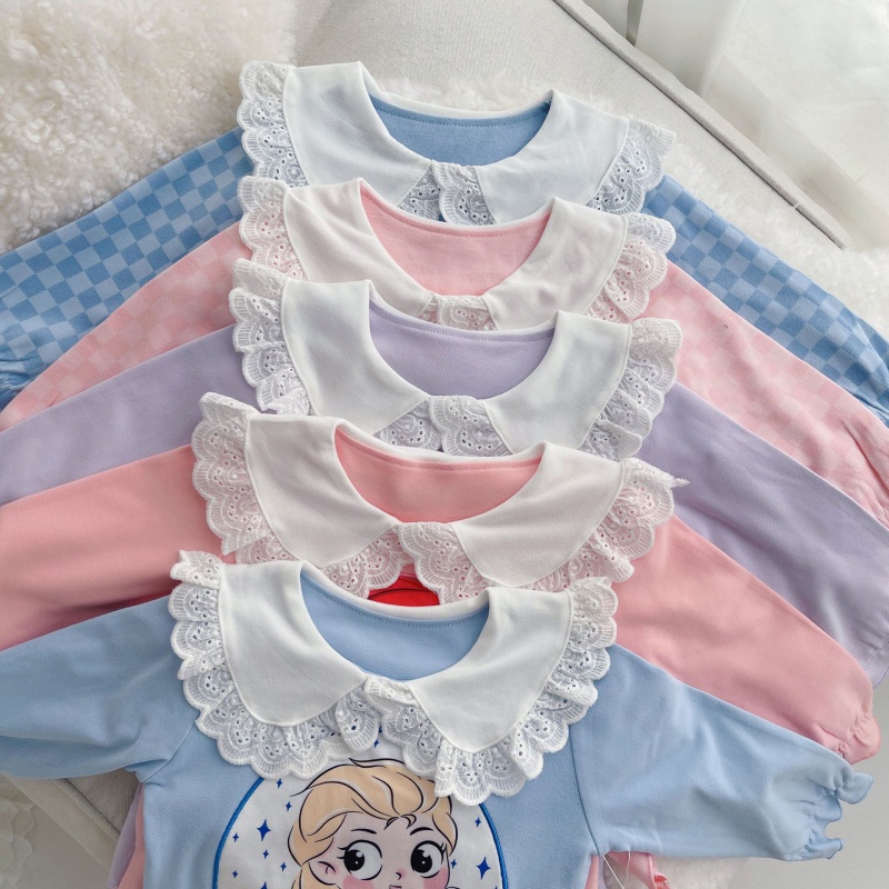 Đầm Ngủ Công Chúa Cổ Búp Bê Phong Cách Hàn Quốc Cho Bé Gái