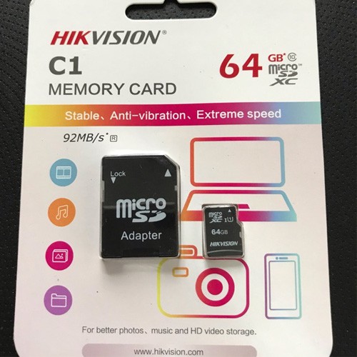 Thẻ Nhớ HIKVISION 32GB 92MB/S -  64GB C1 92MB/s - Hàng chính hãng HIK