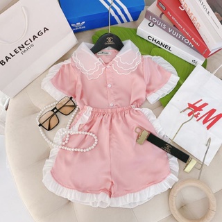 Bộ ngủ ,pirama lụa cộc tay cho bé