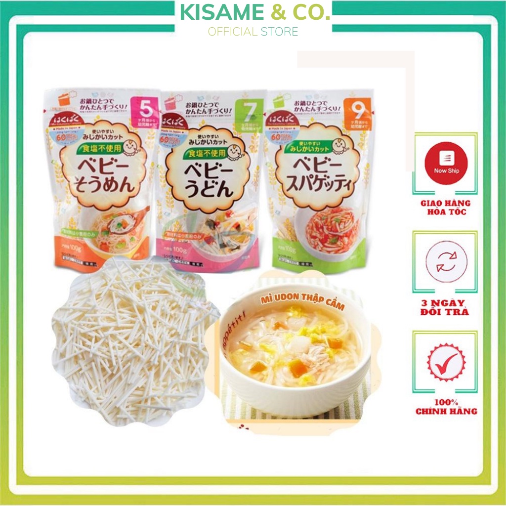 Mì somen Nhật Bản Hakubaku  hữu cơ tách muối cho bé ăn dặm trên 5 tháng, 7 tháng, 1 tuổi 100g
