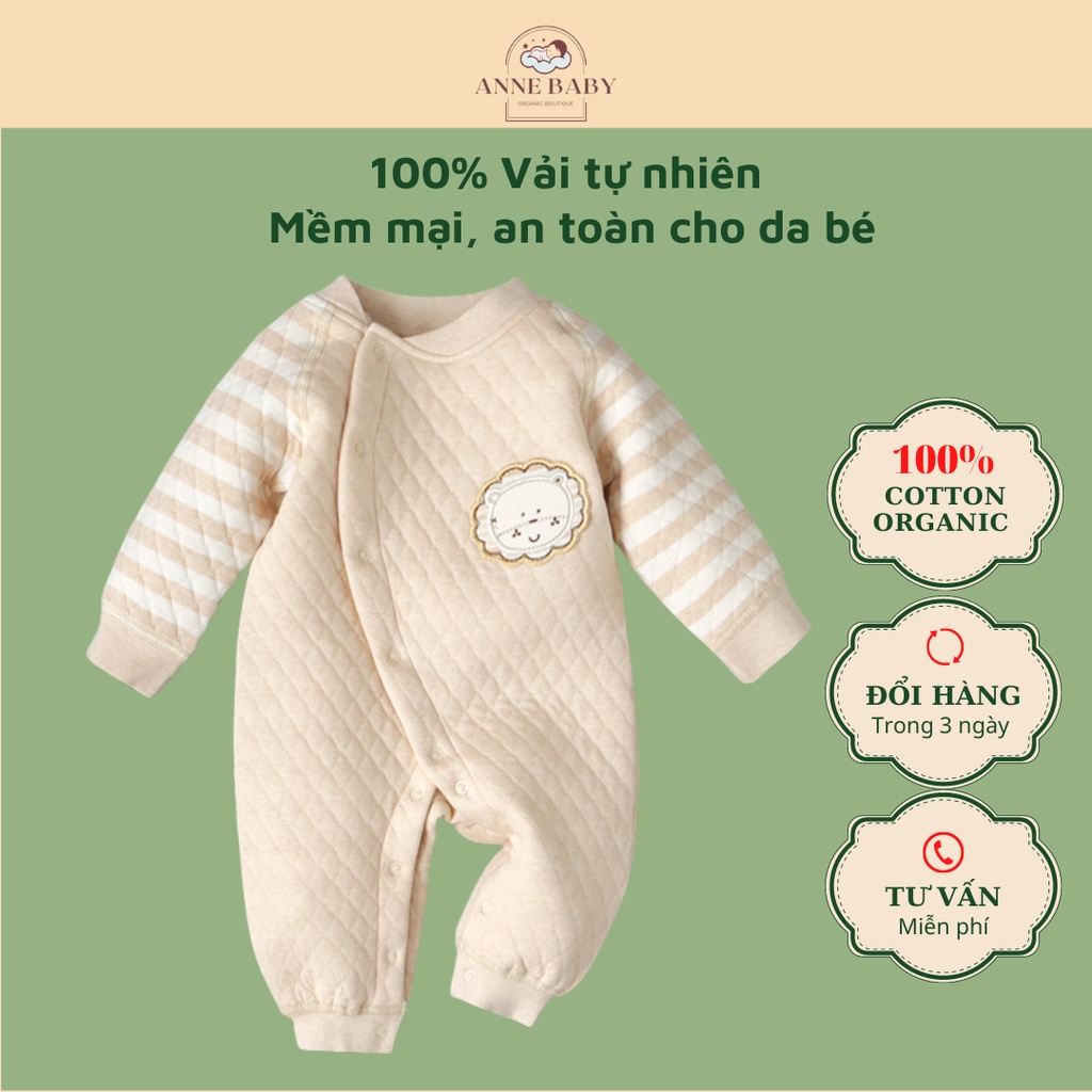 Bodysuit Cho Bé Trai Bé Gái 0-2 Tuổi Cotton Organic An Toàn Cho Da Bé, Bộ Body Dài Tay Cho Bé Sơ Sinh Hữu Cơ Tự Nhiên