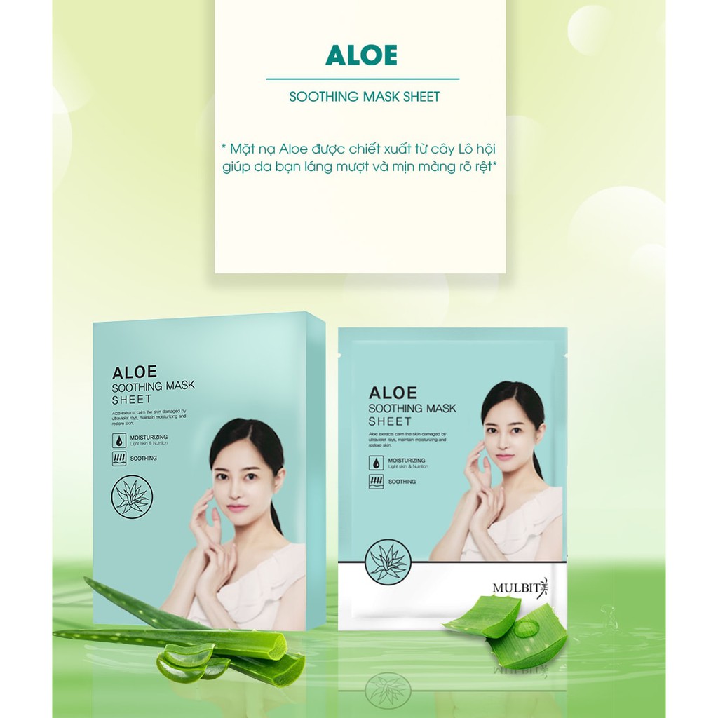 COMBO 5 MIẾNG MẶT NẠ LÔ HỘI - ALOE SOOTHING MASK - DƯỠNG CHẤT NHA ĐAM, CĂNG BÓNG, DƯỠNG ẨM, PHỤC HỒI