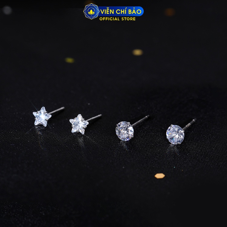 Bông tai bạc nữ nụ đá lấp lánh chất liệu bạc 925 thời trang phụ kiện trang sức nữ Viễn Chí Bảo E028 B000145