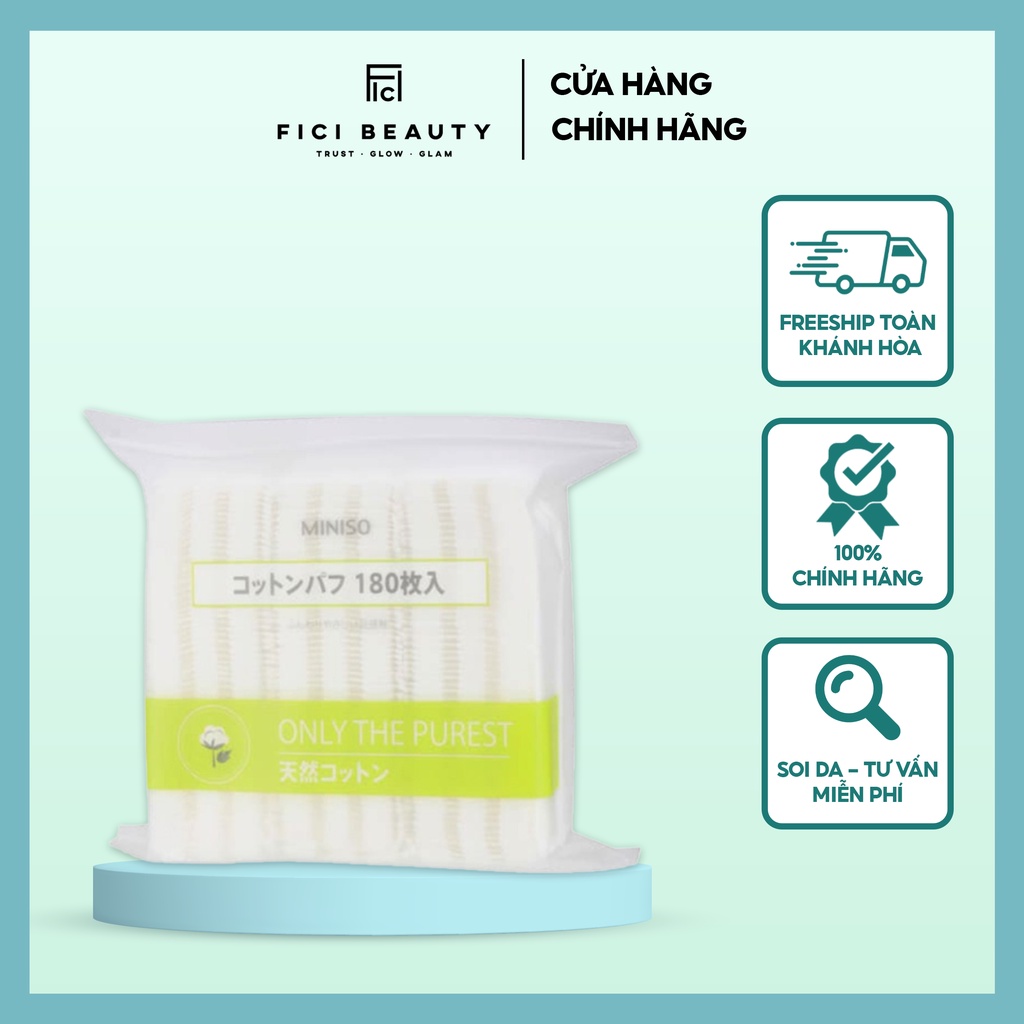 Bông Tẩy Trang MINISO ONLY THE PUEST 180 Miếng Cotton Tự Nhiên, Dai Mềm Không Để Lại Sợi