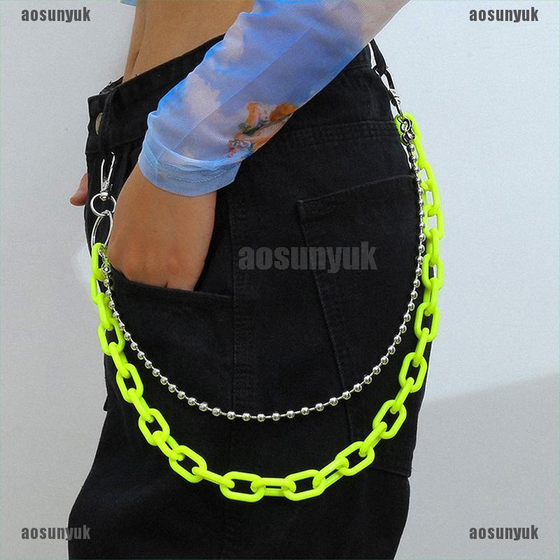 Dây Thắt Lưng Acrylic Hai Lớp Phong Cách Punk Hip Hop