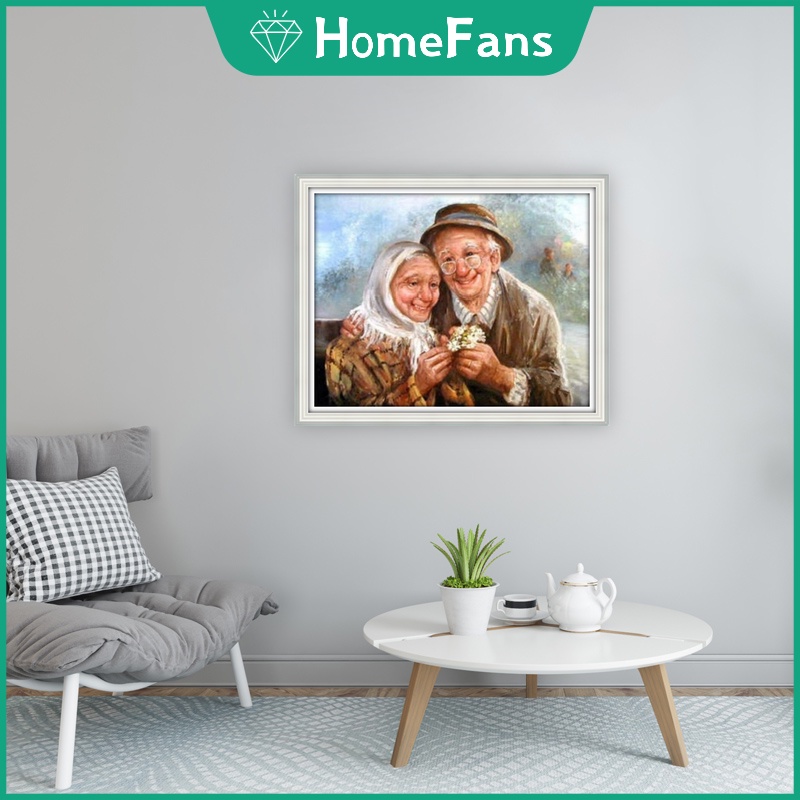 Bộ tranh đính đá 5D họa tiết ông già ngủ độc đáo DIY dùng trang trí nhà cửa 40x30