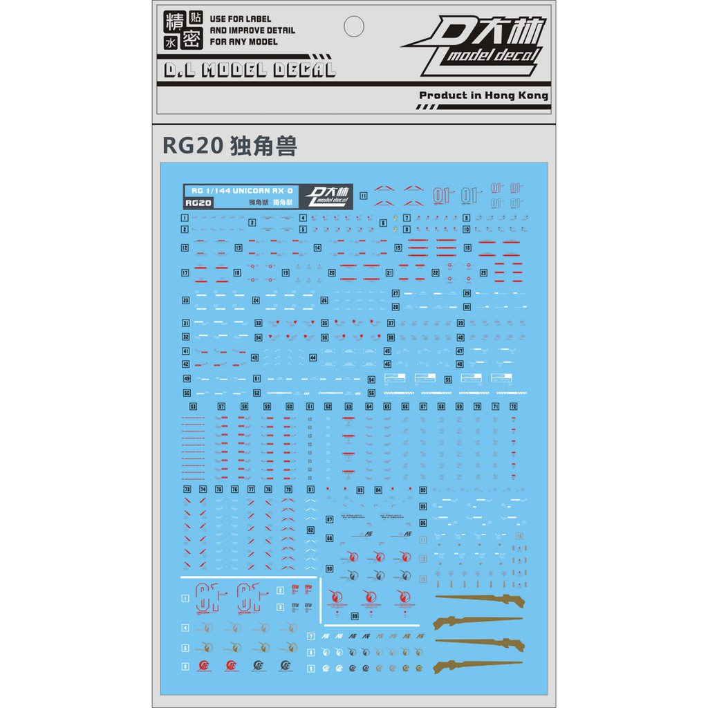 Phụ kiện mô hình - Decal nước cho mô hình RG 1/144 RX-0 UNICORN