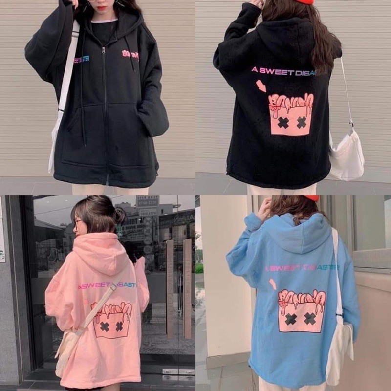 Áo Khoác Nỉ Hoodie Unisex Form Rộng Khóa Kéo  Banawa Nam Nữ Mũ Rộng Chất Nỉ Dày Dặn Hình Shop Chụp Nhiều Màu