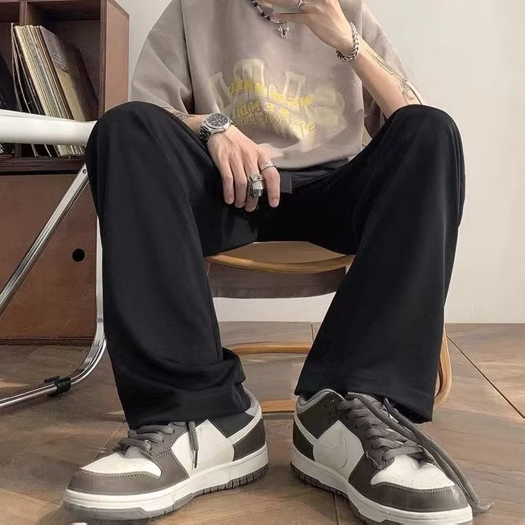 Quần Dài Ống Rộng Phong Cách Đường Phố Hong Kong Cá Tính Dành Cho Nam S-3XL 2 Màu Lựa Chọn